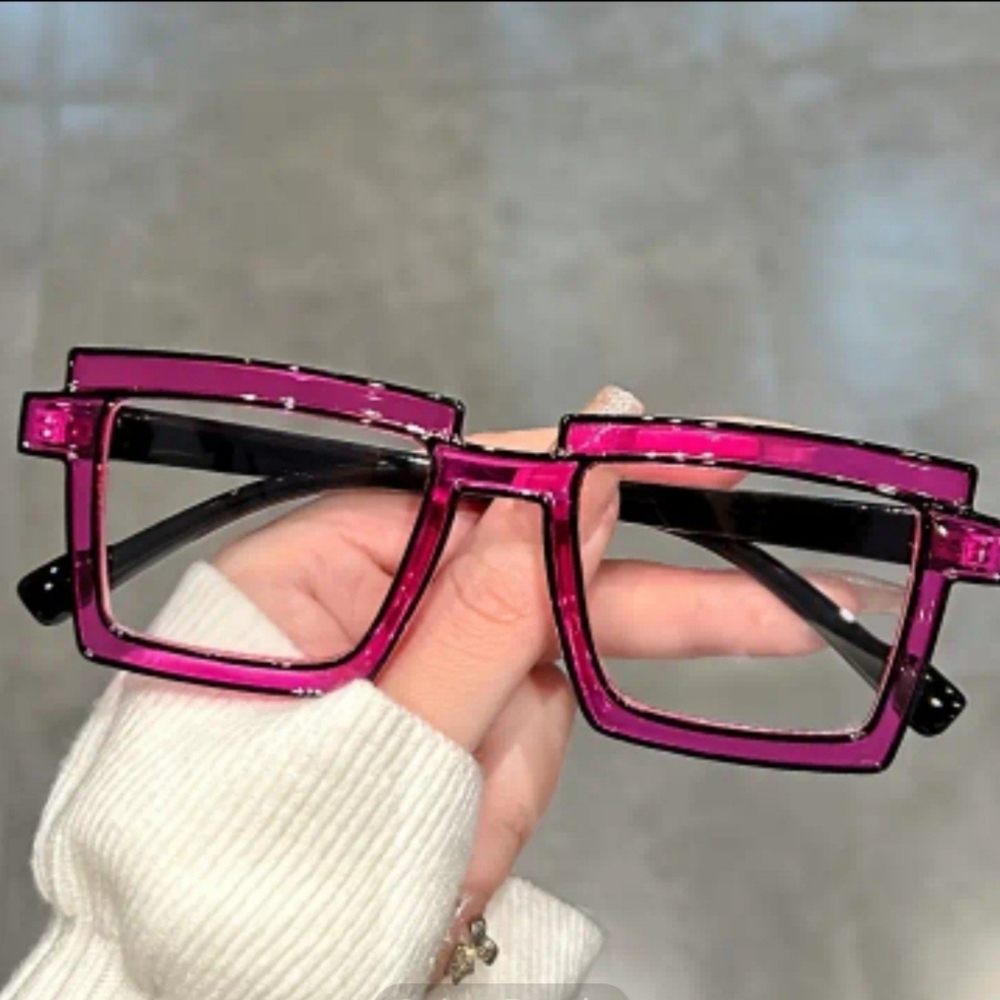 Celebrity nonprescription clear lens neon hot pink cartoon women's eyeglasses